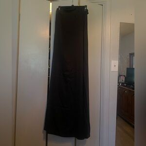Black strapless silk maxi dress